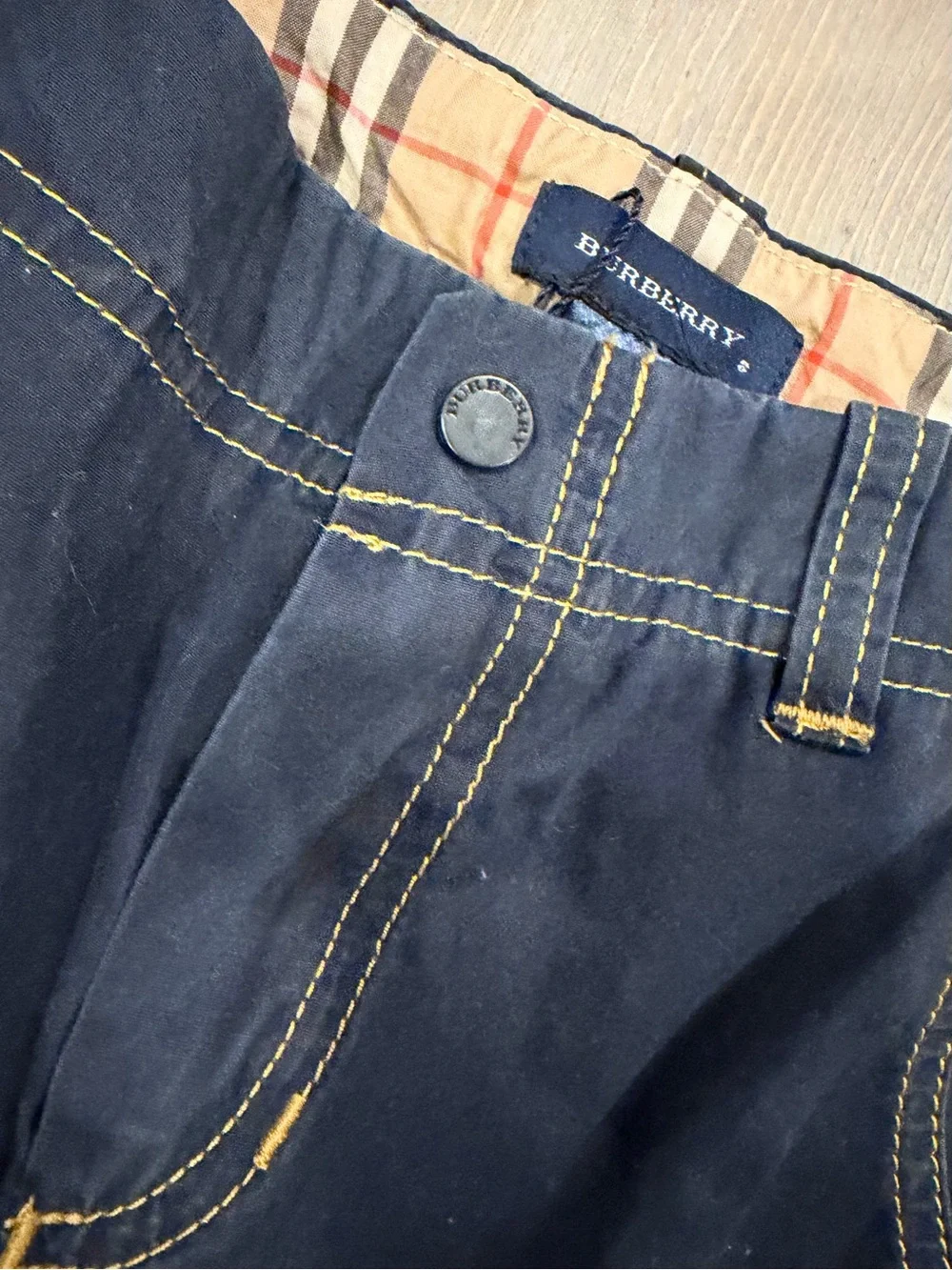 Burberry Boy’s Midnight Cargo Pants with Contrast Stitching